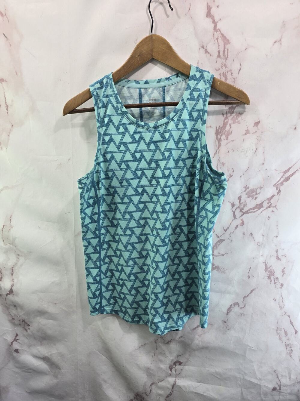 Title Nine Tank Top Womens Small Blue Vibe Shirt Wicking Performance Triangle